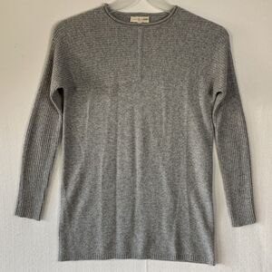 Tory Burch Womens Cashmere Sweater Small Grey Ribbed Lightweight Cardigan Cozy